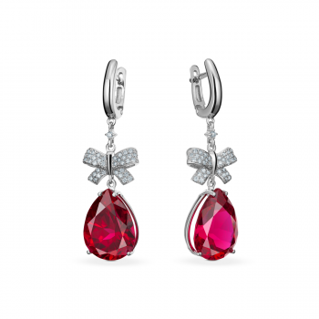 GOLDEN EARRINGS WITH RUBIES AND DIAMONDS - С2372р