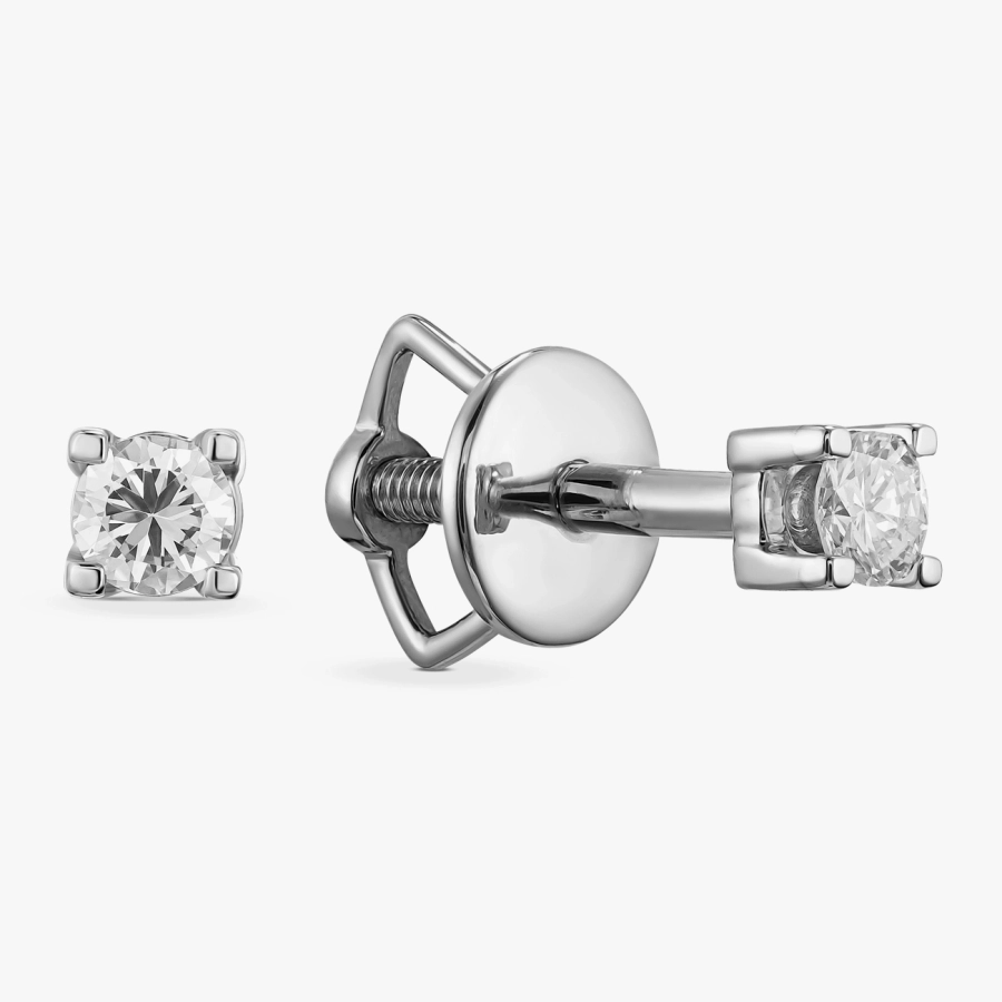 Серьги-пусеты с бриллиантами в белом золоте — С2385