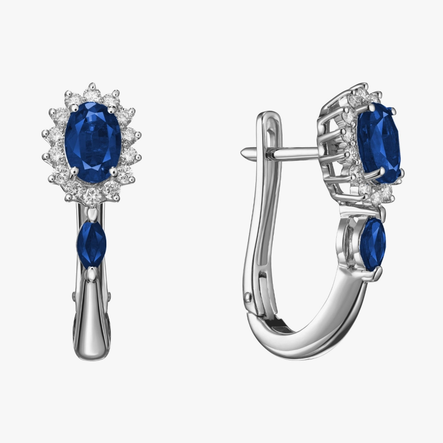 Sapphire and Diamond Earrings in White Gold - С2403с