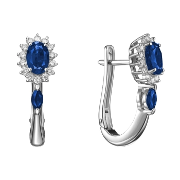 GOLD EARRINGS WITH SAPPHIRES AND DIAMONDS - С2403с