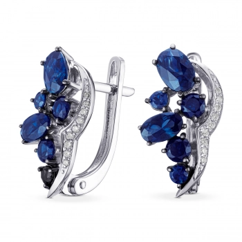 GOLD EARRINGS WITH SAPPHIRES AND DIAMONDS - С2416