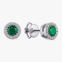 Diamond Earrings in White Gold with Emeralds - С2421.1и