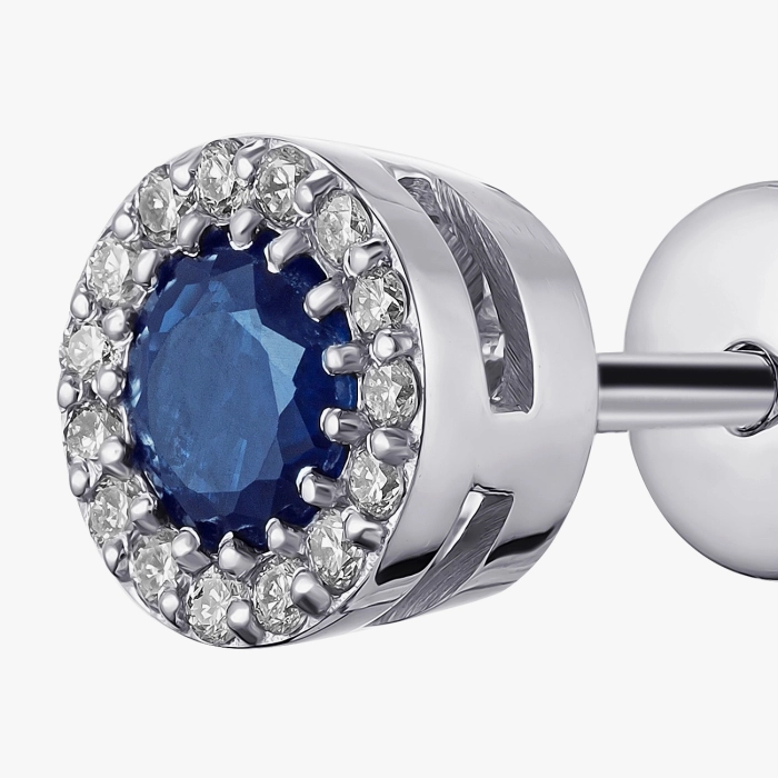 Sapphire and Diamond Stud Earrings in White Gold - С2421с