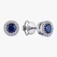 Sapphire and Diamond Stud Earrings in White Gold - С2421с