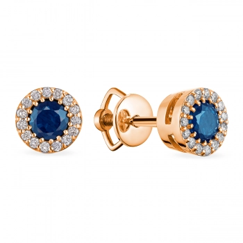 GOLD EARRINGS WITH SAPPHIRES AND DIAMONDS - С2421с