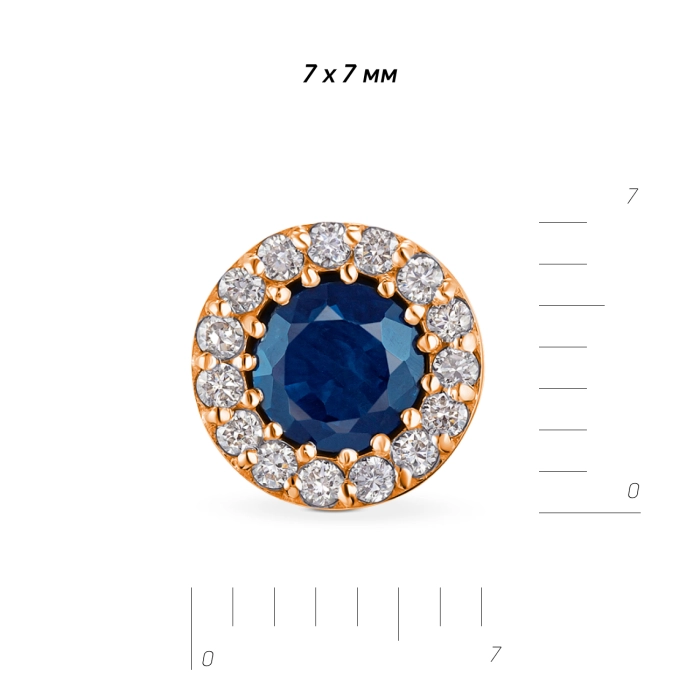 GOLD EARRINGS WITH SAPPHIRES AND DIAMONDS - С2421с