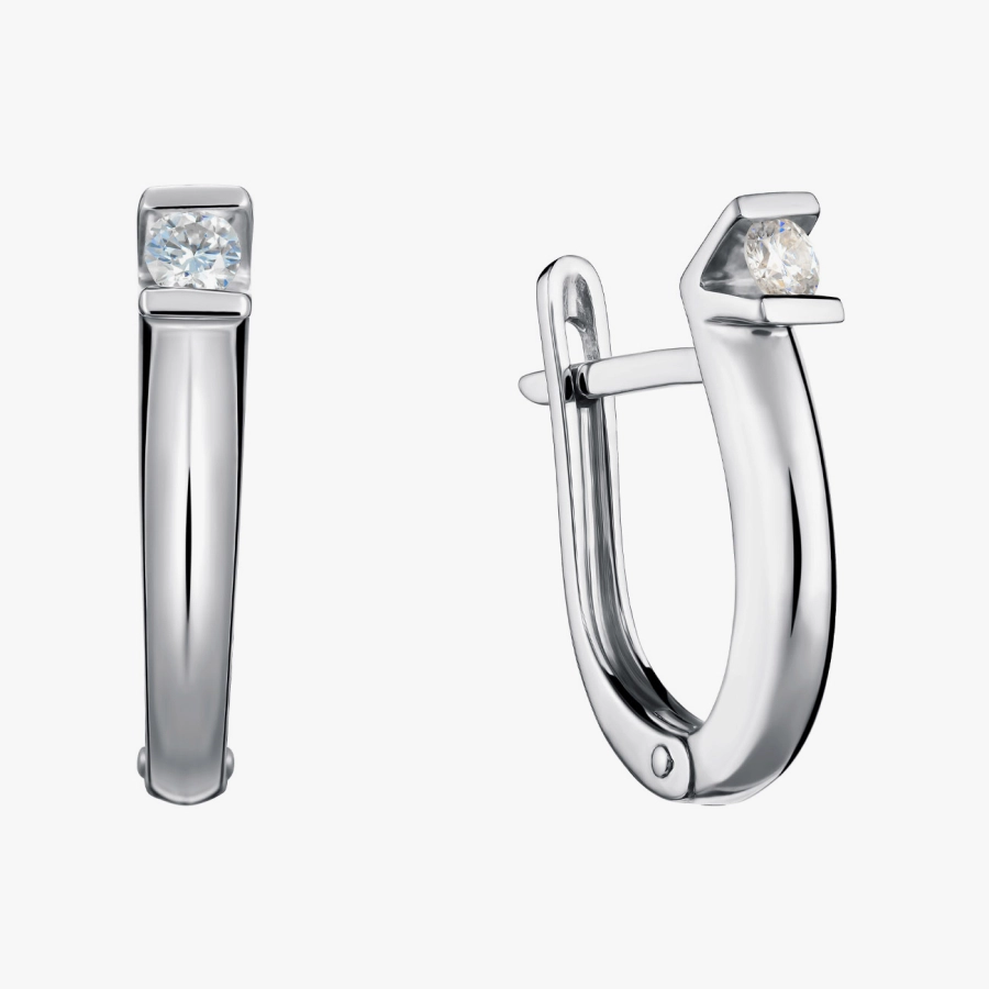 White Gold Earrings with Diamonds - С2428