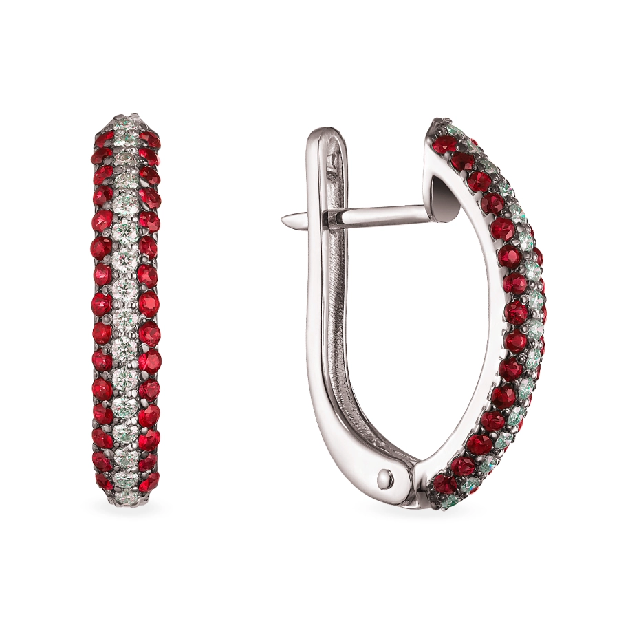 ЗОЛОТІ СЕРЕЖКИ З РУБІНАМИ І ДІАМАНТАМИ - С2440Р