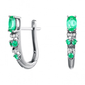 GOLD EARRINGS WITH EMERALDS AND DIAMONDS - С2442и