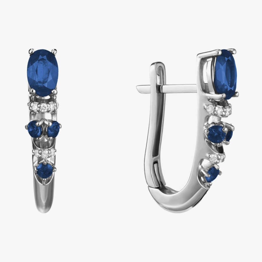 Серьги с сапфирами и бриллиантами - С2442с
