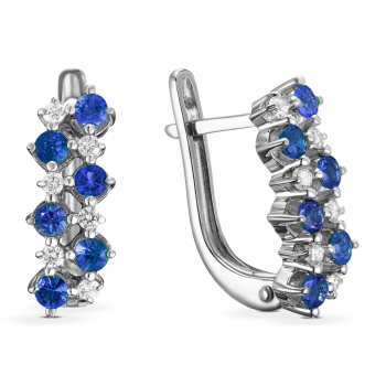 GOLD EARRINGS WITH SAPPHIRES AND DIAMONDS - С2447