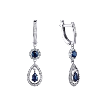 GOLD EARRINGS WITH SAPPHIRES AND DIAMONDS - С2448