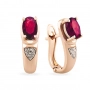 GOLD EARRINGS WITH RUBIES AND DIAMONDS - С2451р
