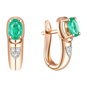 GOLD EARRINGS WITH EMERALDS AND DIAMONDS - С2451и