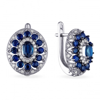 GOLD EARRINGS WITH SAPPHIRES AND DIAMONDS - С2455с