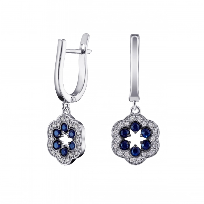 GOLD EARRINGS WITH SAPPHIRES AND DIAMONDS - С2463с