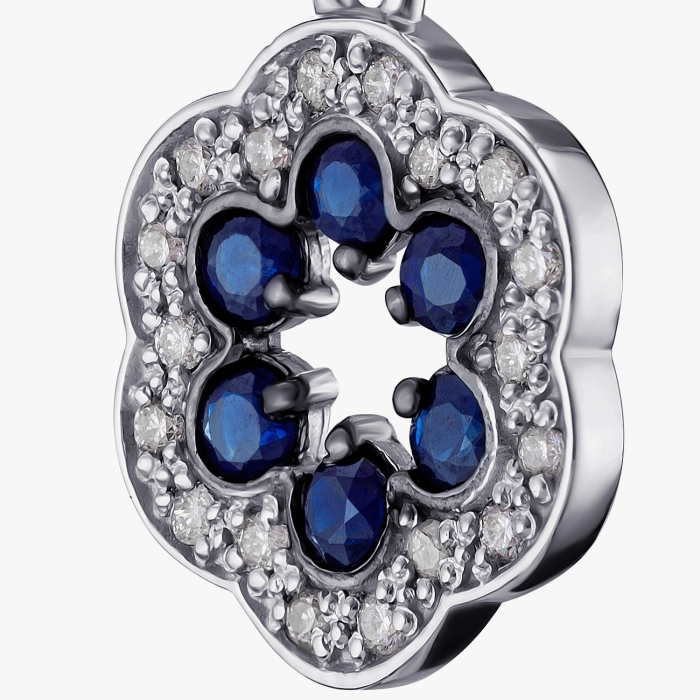 Сережки з білого золота з сапфірами та діамантами - С2463с