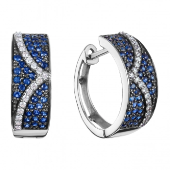 GOLD EARRINGS WITH DIAMONDS AND SAPPHIRES - С2471с