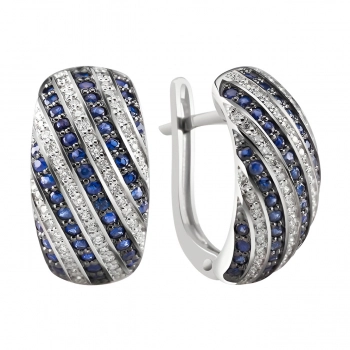 GOLD EARRINGS WITH SAPPHIRES AND DIAMONDS - С2474с