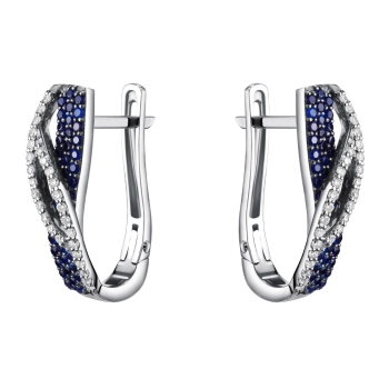 GOLD EARRINGS WITH SAPPHIRES AND DIAMONDS - С2482с