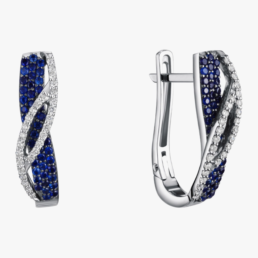 Сережки з білого золота з сапфірами та діамантами - С2482с