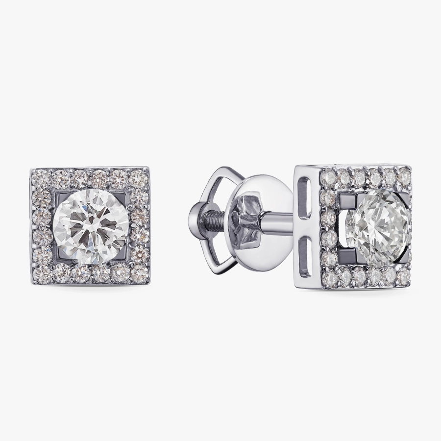 Сережки з діамантами в геометричному стилі - С2486