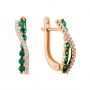 GOLD EARRINGS WITH EMERALDS AND DIAMONDS - С2488