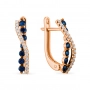 GOLD EARRINGS WITH DIAMONDS AND SAPPHIRES - С2488с