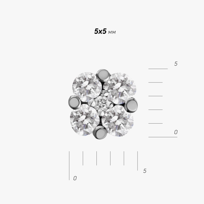 Сережки-пусети з білого золота з діамантами - С2507