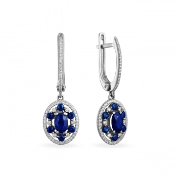 GOLD EARRINGS WITH SAPPHIRES AND DIAMONDS - С2514с