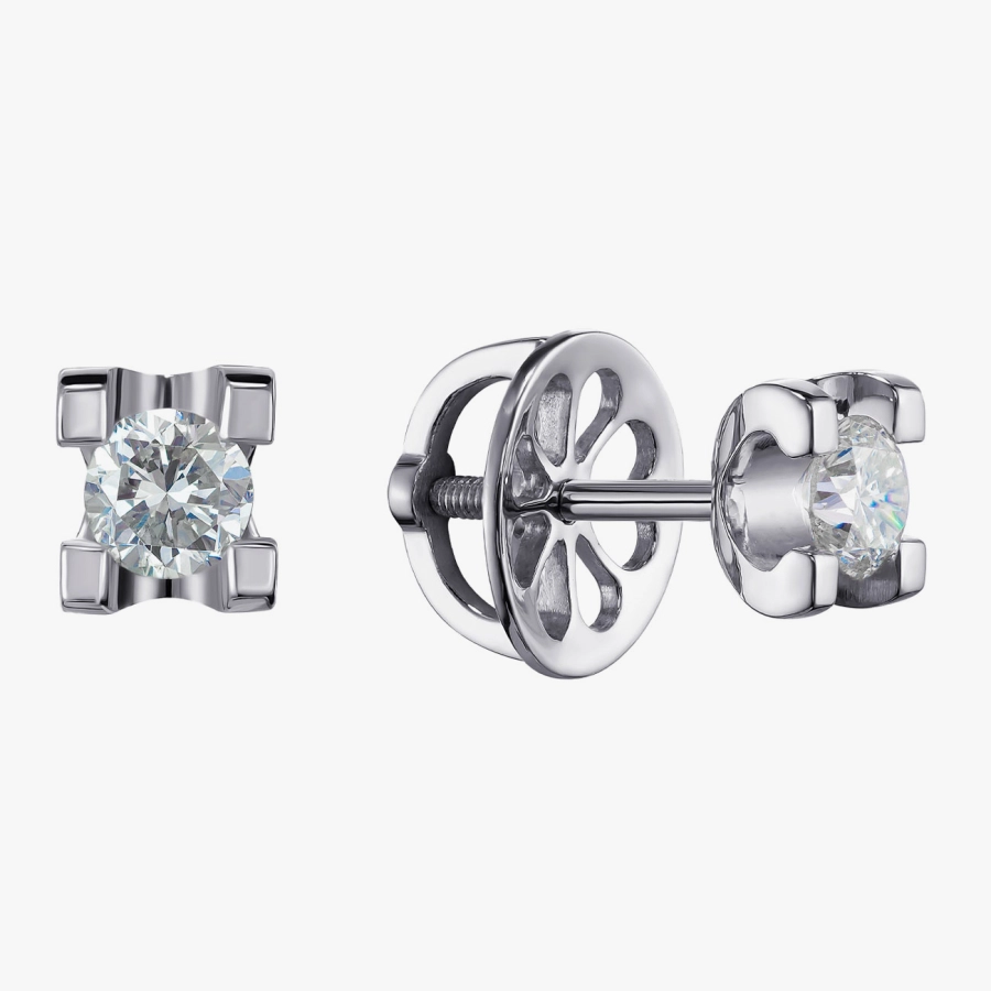 Серьги-пусеты с бриллиантами в белом золоте - С2535