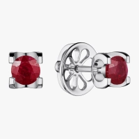 Classic white gold ruby ​​stud earrings - С2535р