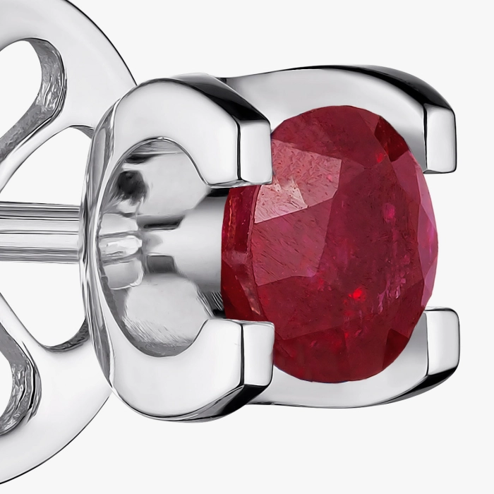 Classic white gold ruby ​​stud earrings - С2535р