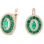 GOLD EARRINGS WITH EMERALDS AND DIAMONDS - С2540и