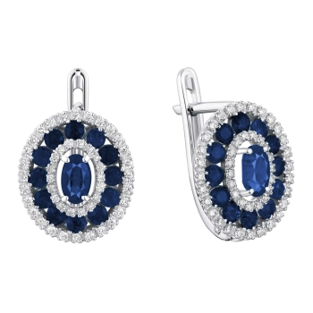 GOLD EARRINGS WITH SAPPHIRES AND DIAMONDS - С2540с