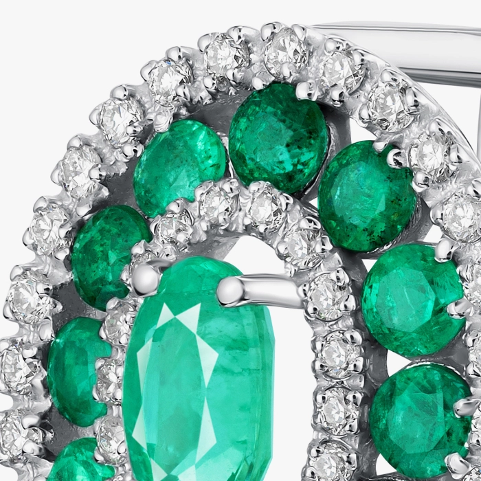 White Gold Earrings with Diamonds and Emeralds - С2540и