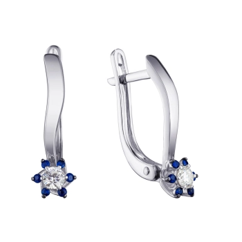 GOLD EARRINGS WITH SAPPHIRES AND DIAMONDS - 95298 - С2559