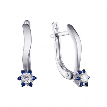 GOLD EARRINGS WITH SAPPHIRES AND DIAMONDS - С2559с