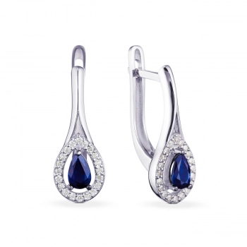 GOLD EARRINGS WITH SAPPHIRES AND DIAMONDS - С2563с