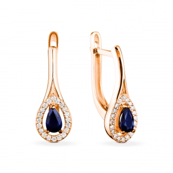 GOLD EARRINGS WITH SAPPHIRES AND DIAMONDS - С2563