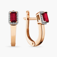 Earrings with natural rubies and diamonds - С2586р