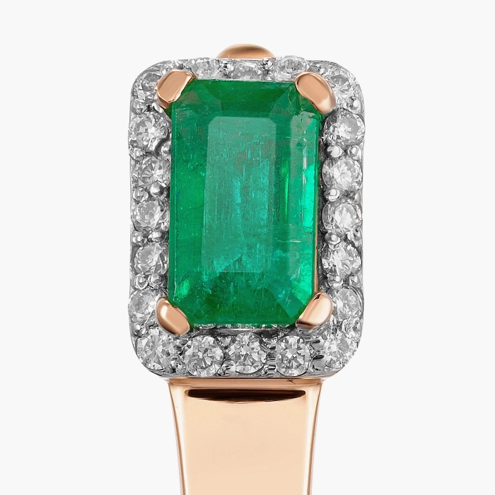 Earrings with natural emerald and diamonds - С2586и