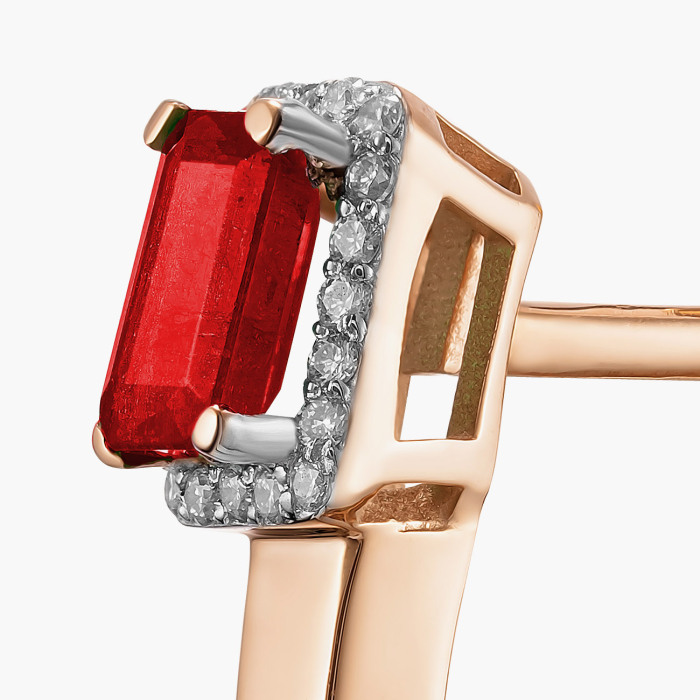 Earrings with natural rubies and diamonds - С2586р