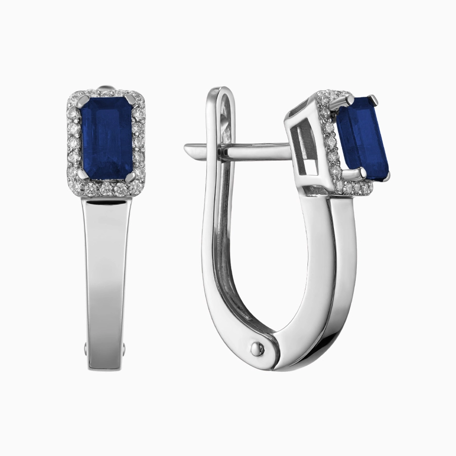 Серьги с бриллиантами и сапфирами в белом золоте - С2586