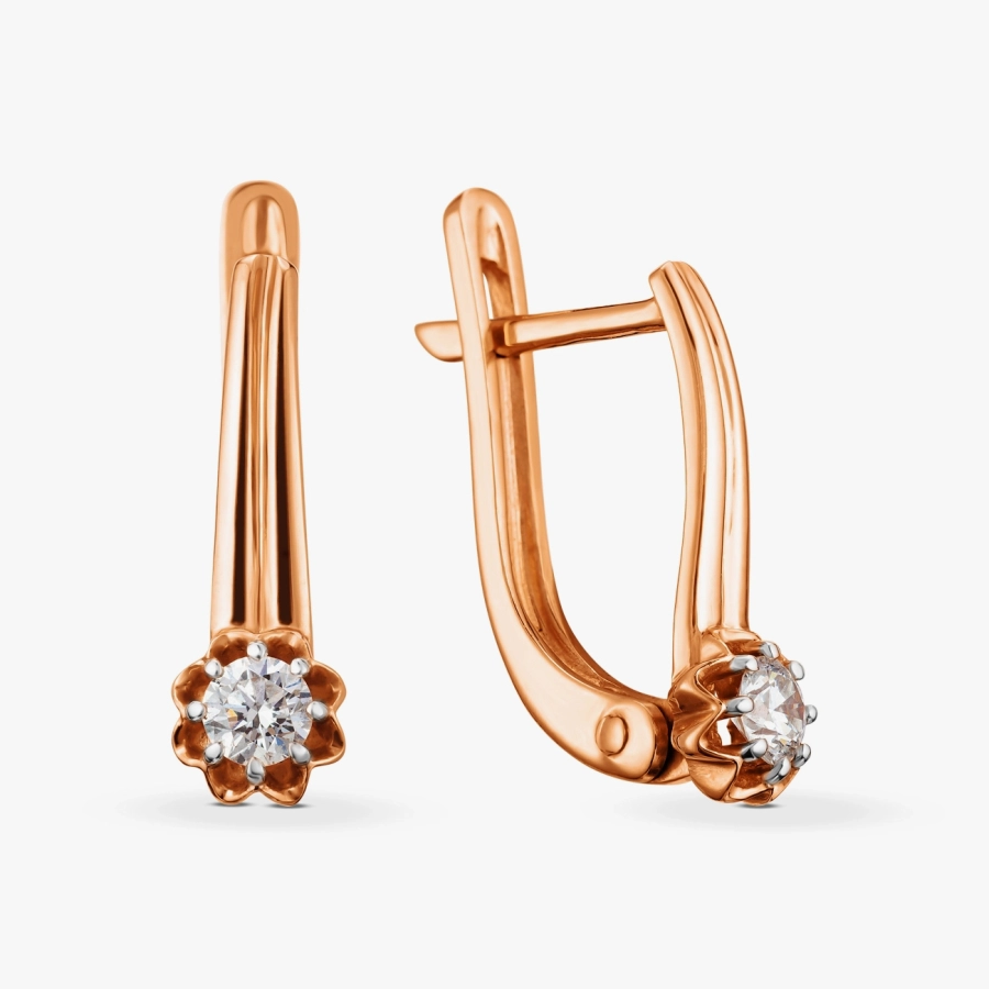 GOLD EARRINGS WITH DIAMONDS - С2642