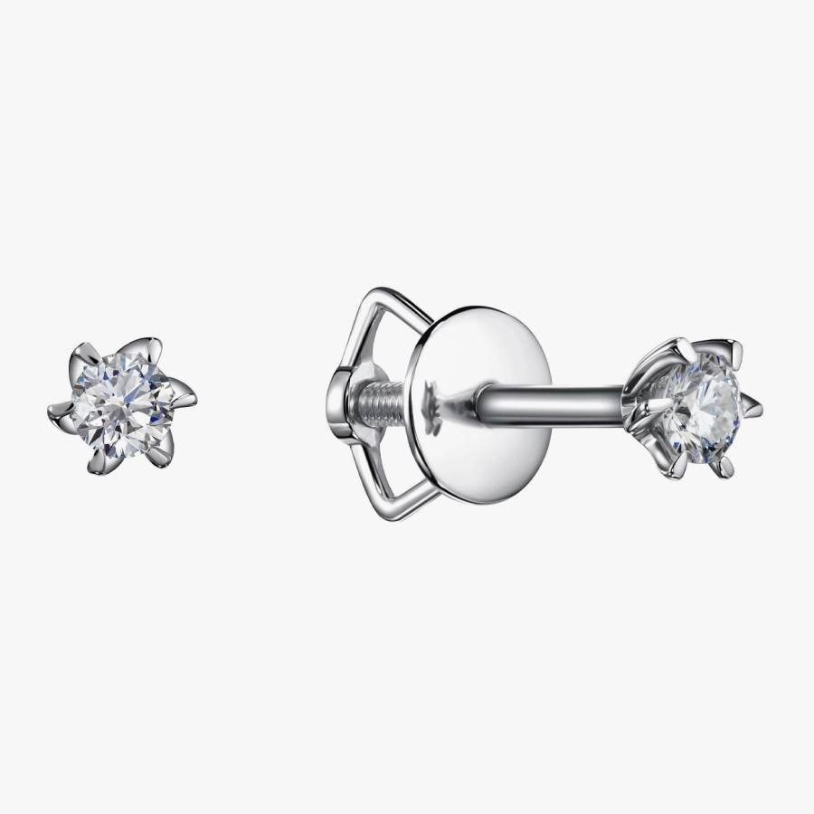 White Gold Diamond Stud Earrings - С2654