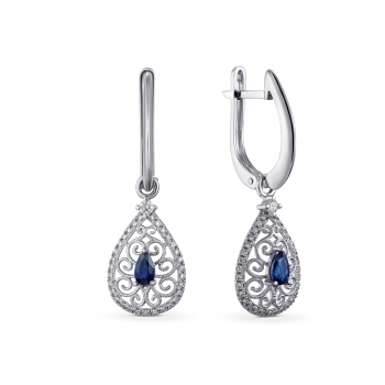 GOLD EARRINGS WITH SAPPHIRES AND DIAMONDS - С2668