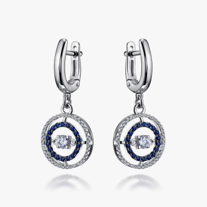 Серьги из белого золота с бриллиантами и сапфирами - С2677с