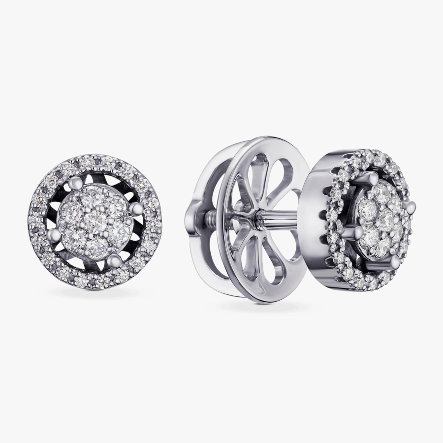 White Gold Diamond Stud Earrings - С2709