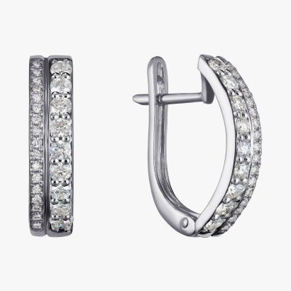 Серьги с бриллиантами из белого золота - С2741